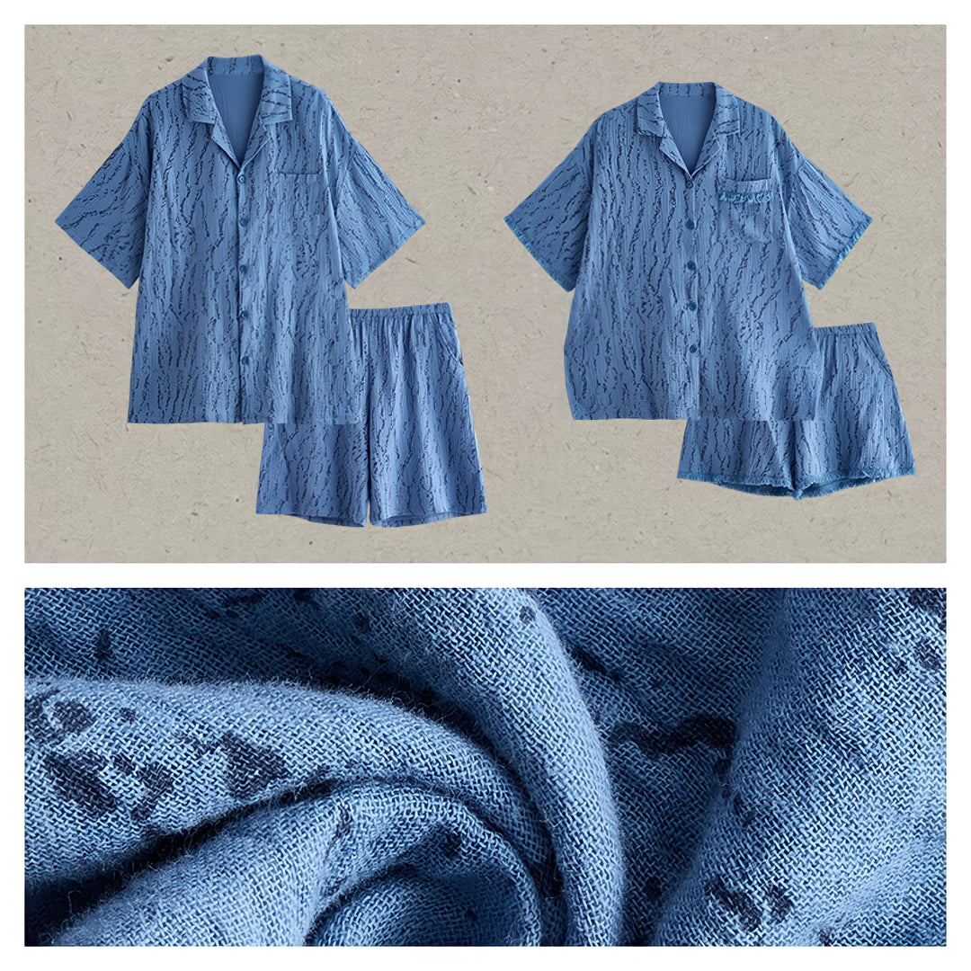 Subtle Wave Pattern Baby Cotton Pajamas