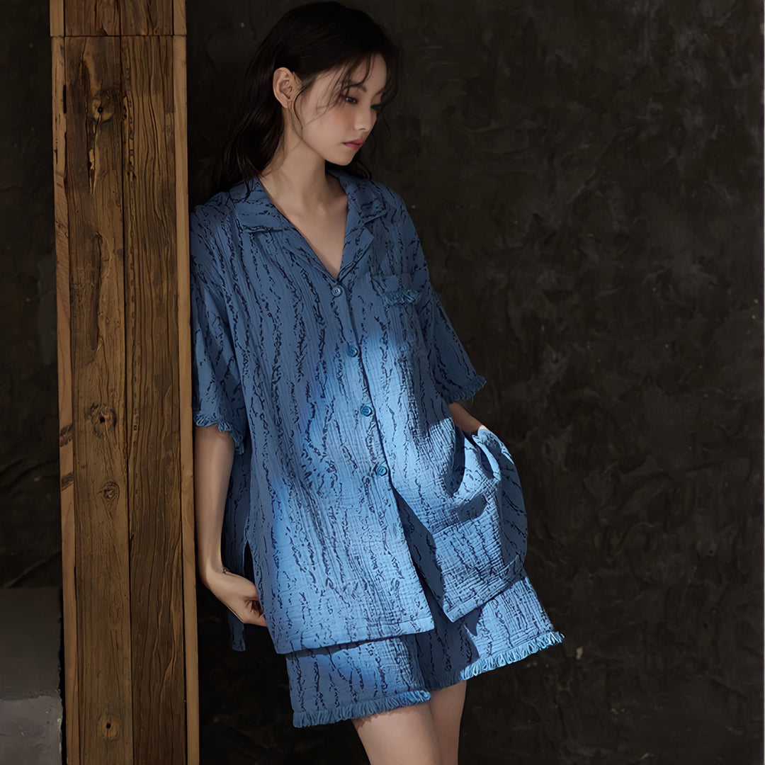 Subtle Wave Pattern Baby Cotton Pajamas