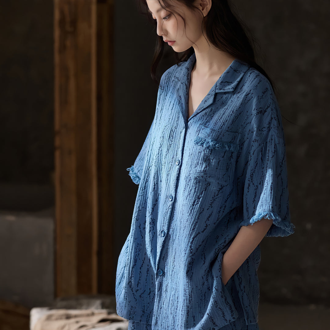 Subtle Wave Pattern Baby Cotton Pajamas