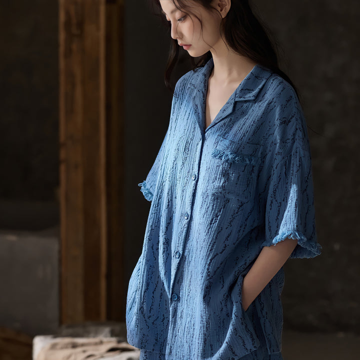 Subtle Wave Pattern Baby Cotton Pajamas