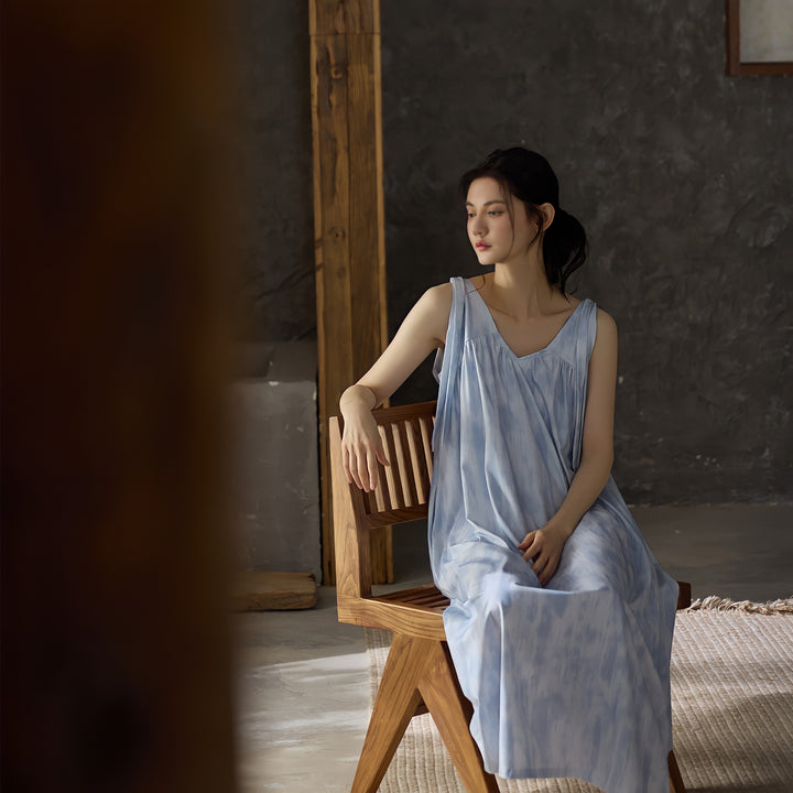 Camisole One-Piece Loungewear with Built-in Bra and Ribbon