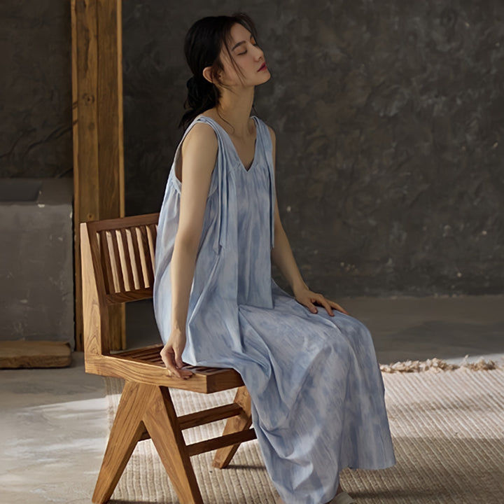 Camisole One-Piece Loungewear with Built-in Bra and Ribbon