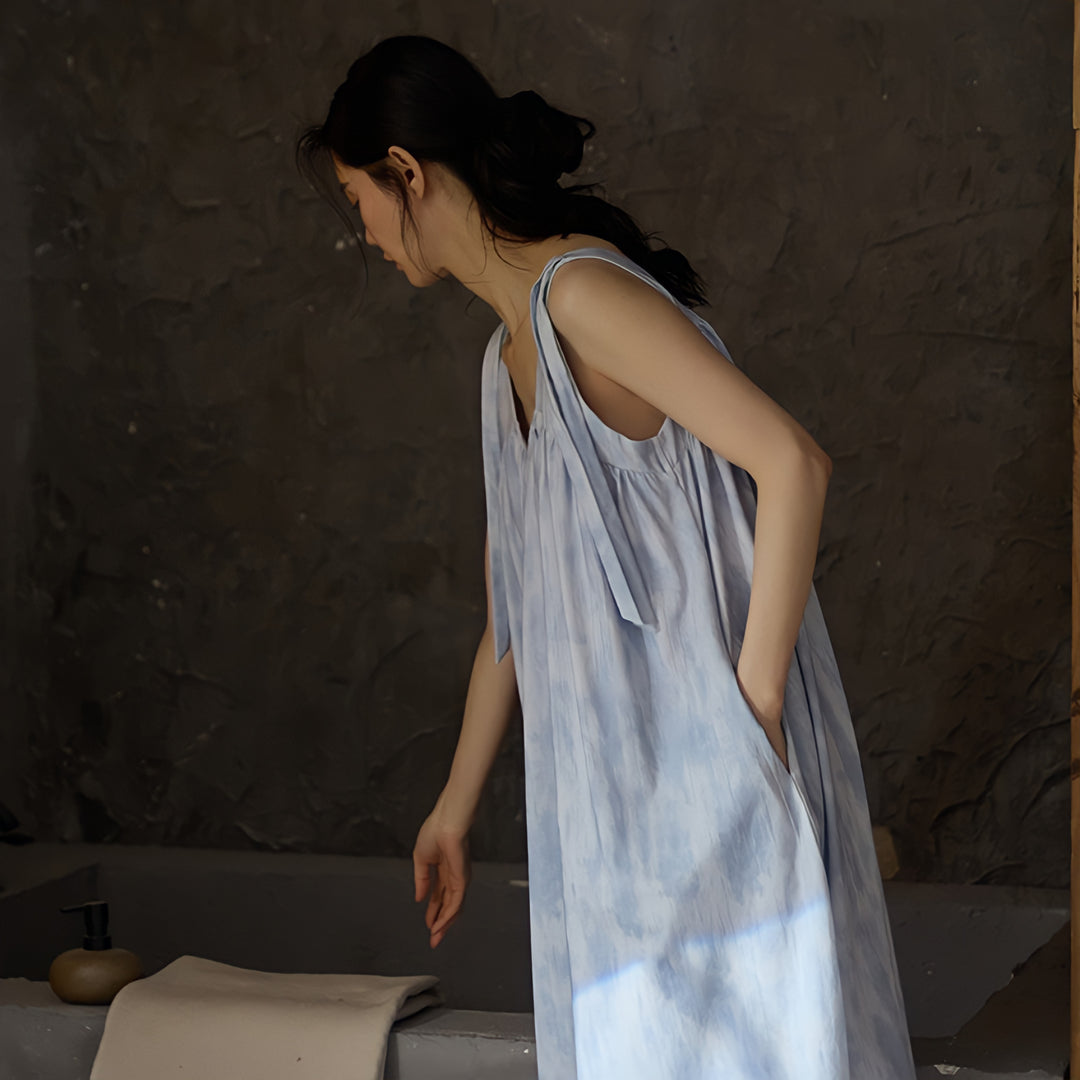 Camisole One-Piece Loungewear with Built-in Bra and Ribbon