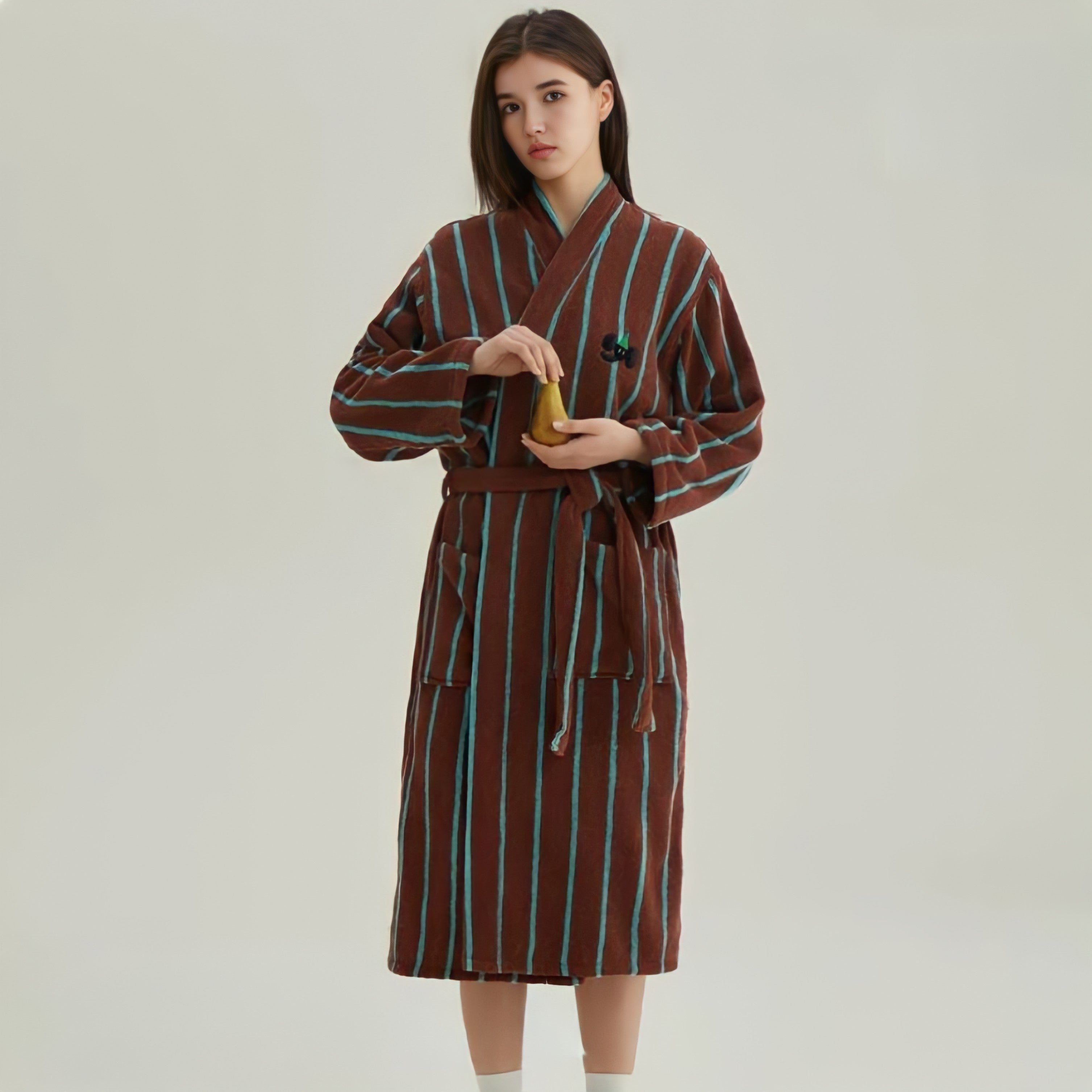 Pure Cotton Striped Bathrobe
