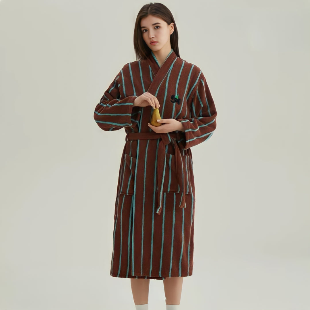 Pure Cotton Striped Bathrobe