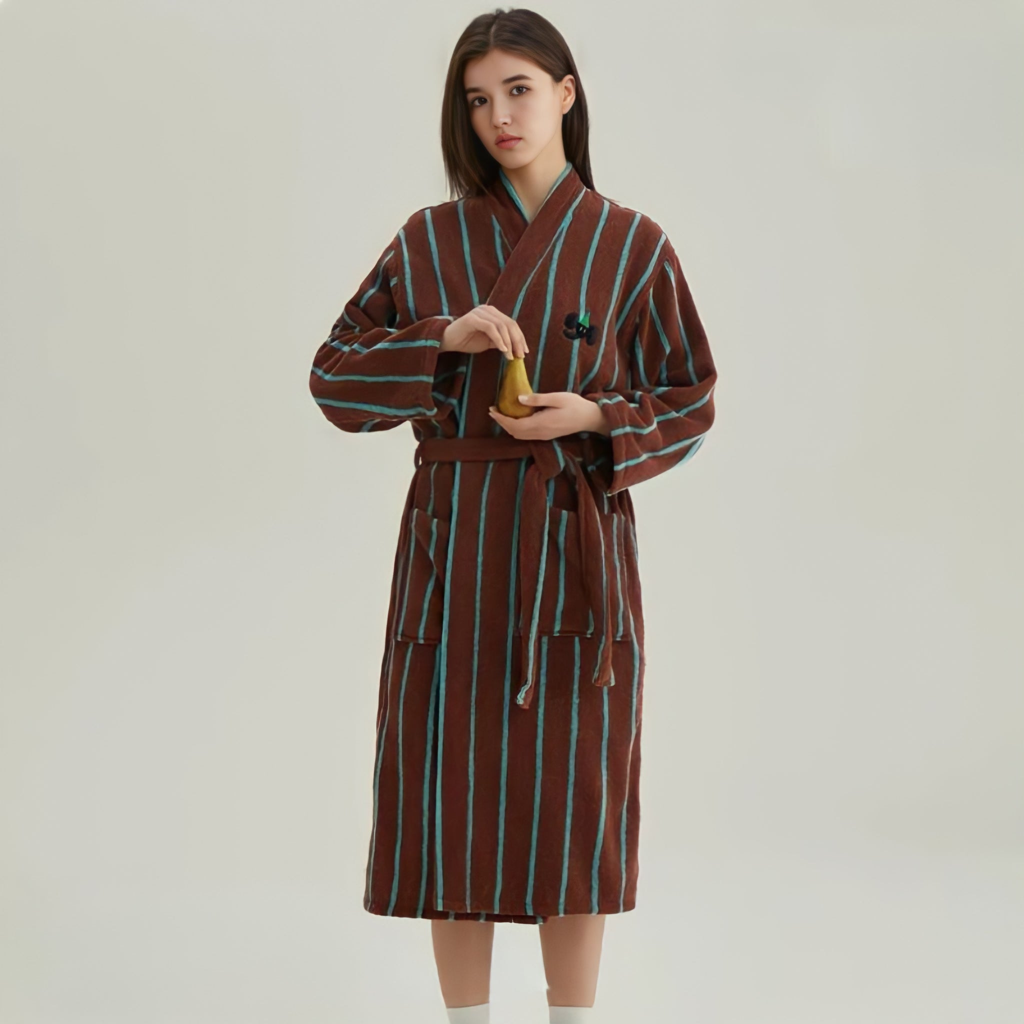 Pure Cotton Striped Bathrobe