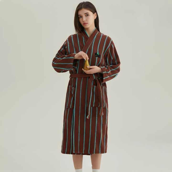 Pure Cotton Striped Bathrobe