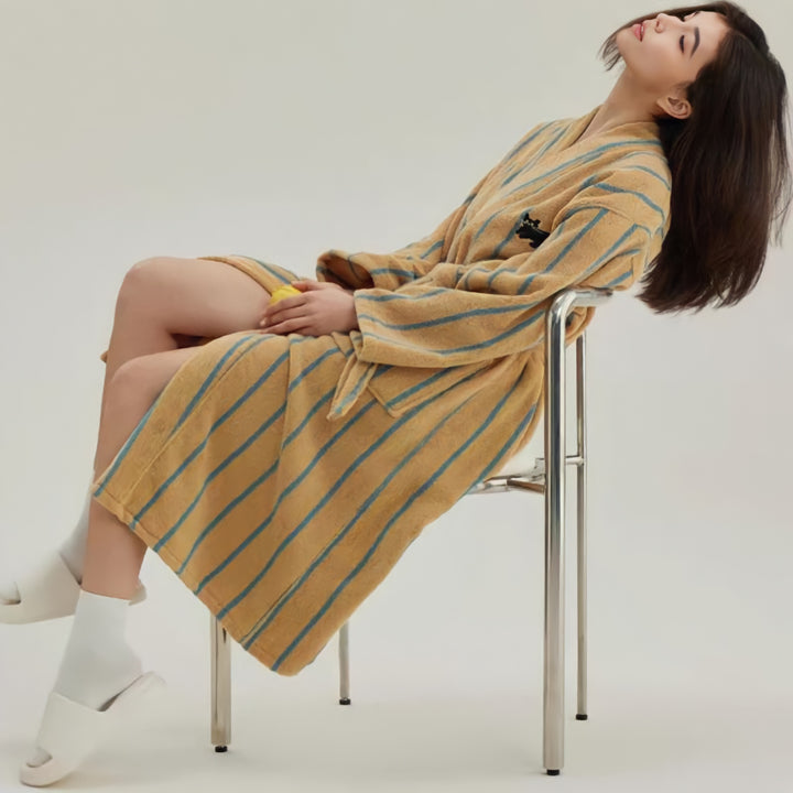 Pure Cotton Striped Bathrobe