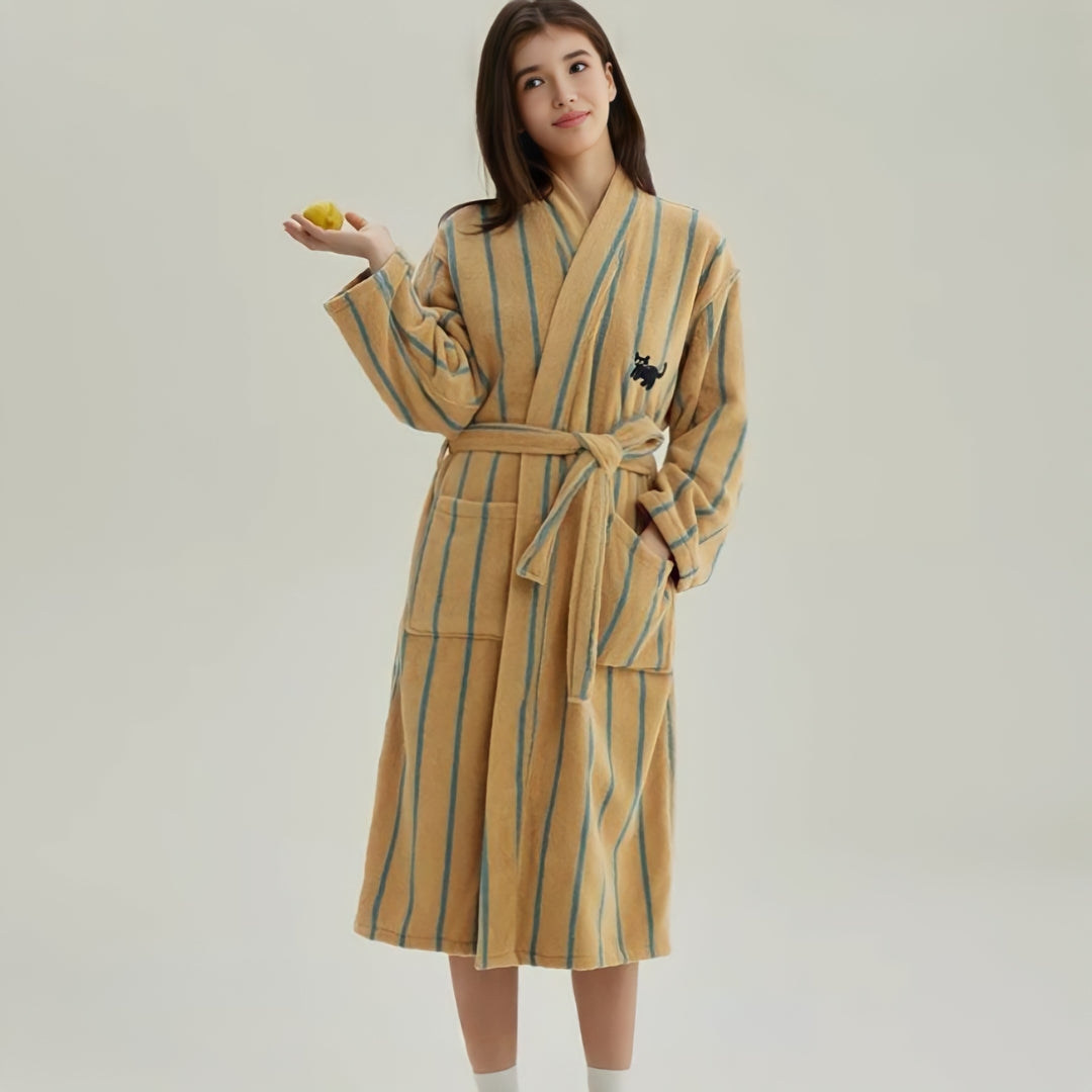 Pure Cotton Striped Bathrobe