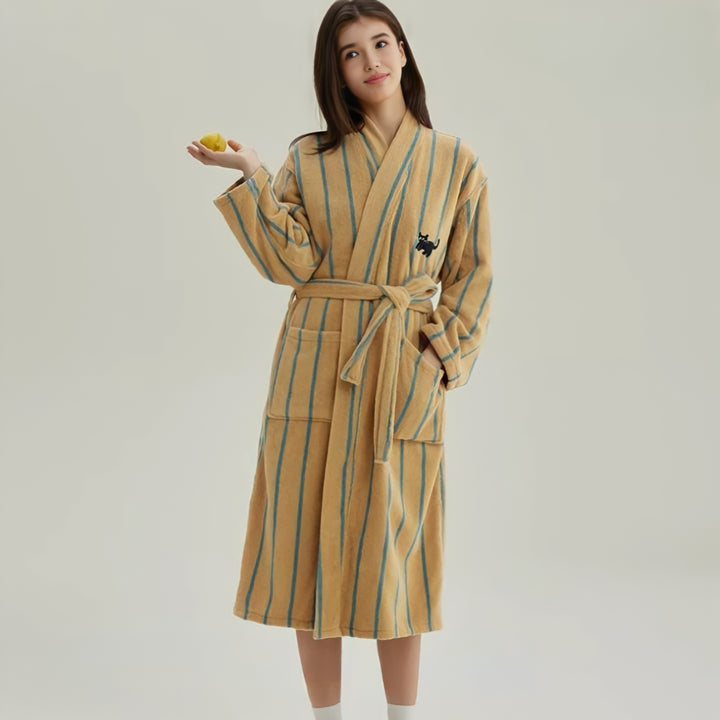 Pure Cotton Striped Bathrobe