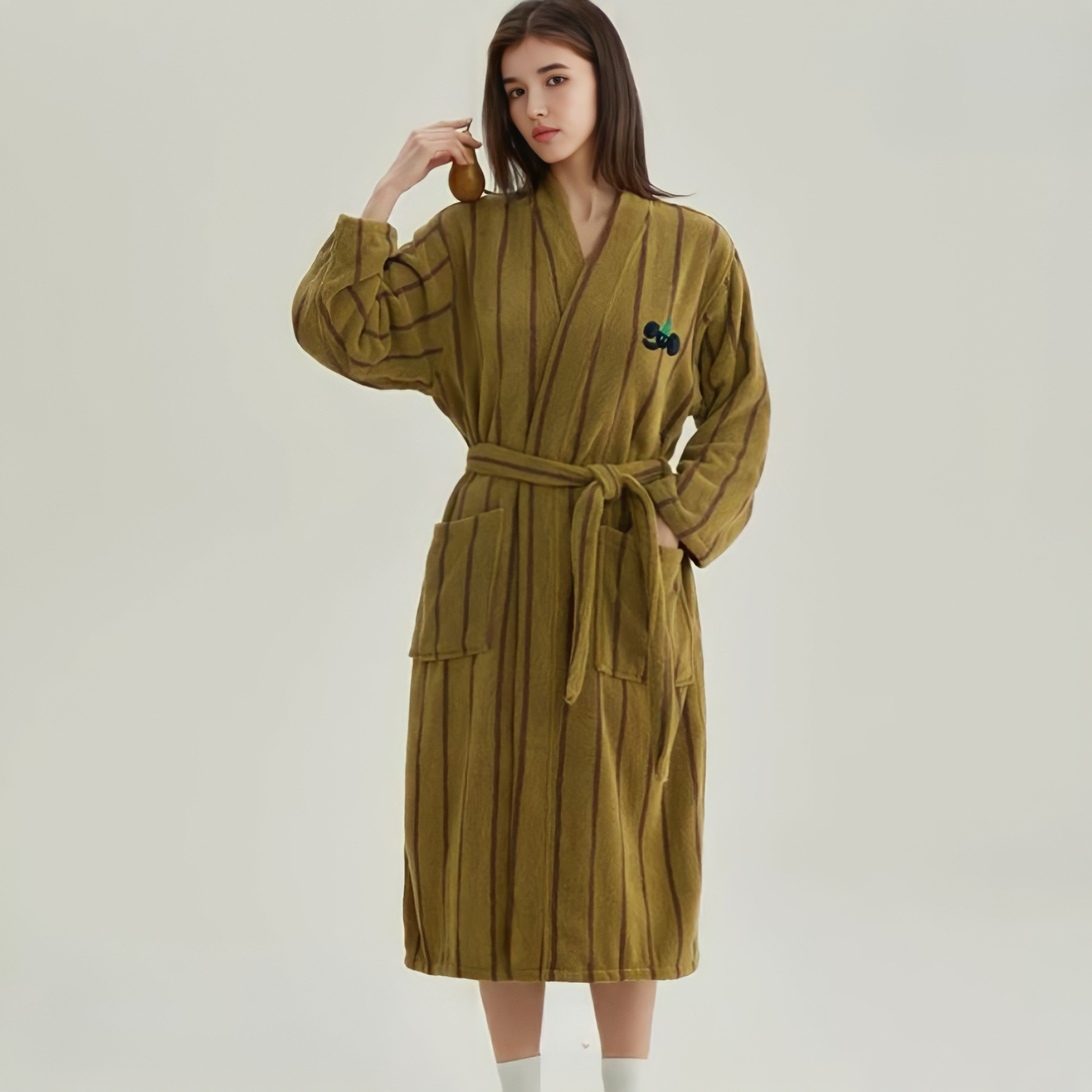 Pure Cotton Striped Bathrobe
