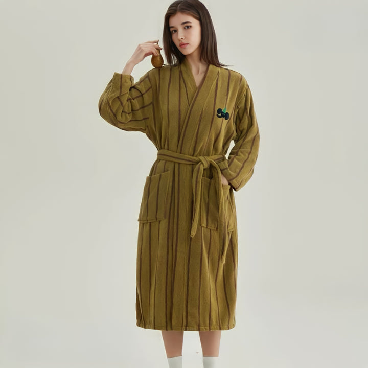 Pure Cotton Striped Bathrobe