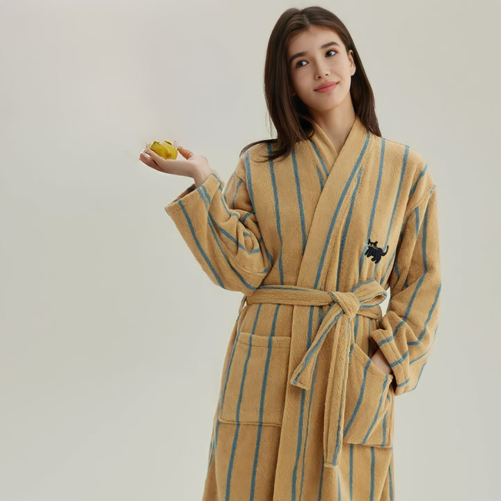 Pure Cotton Striped Bathrobe