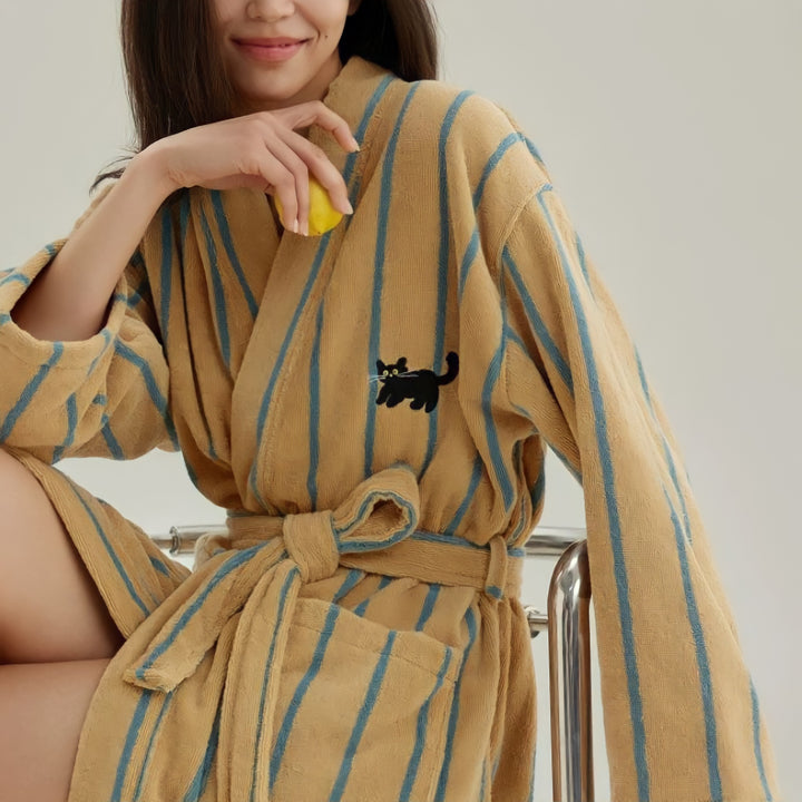 Pure Cotton Striped Bathrobe