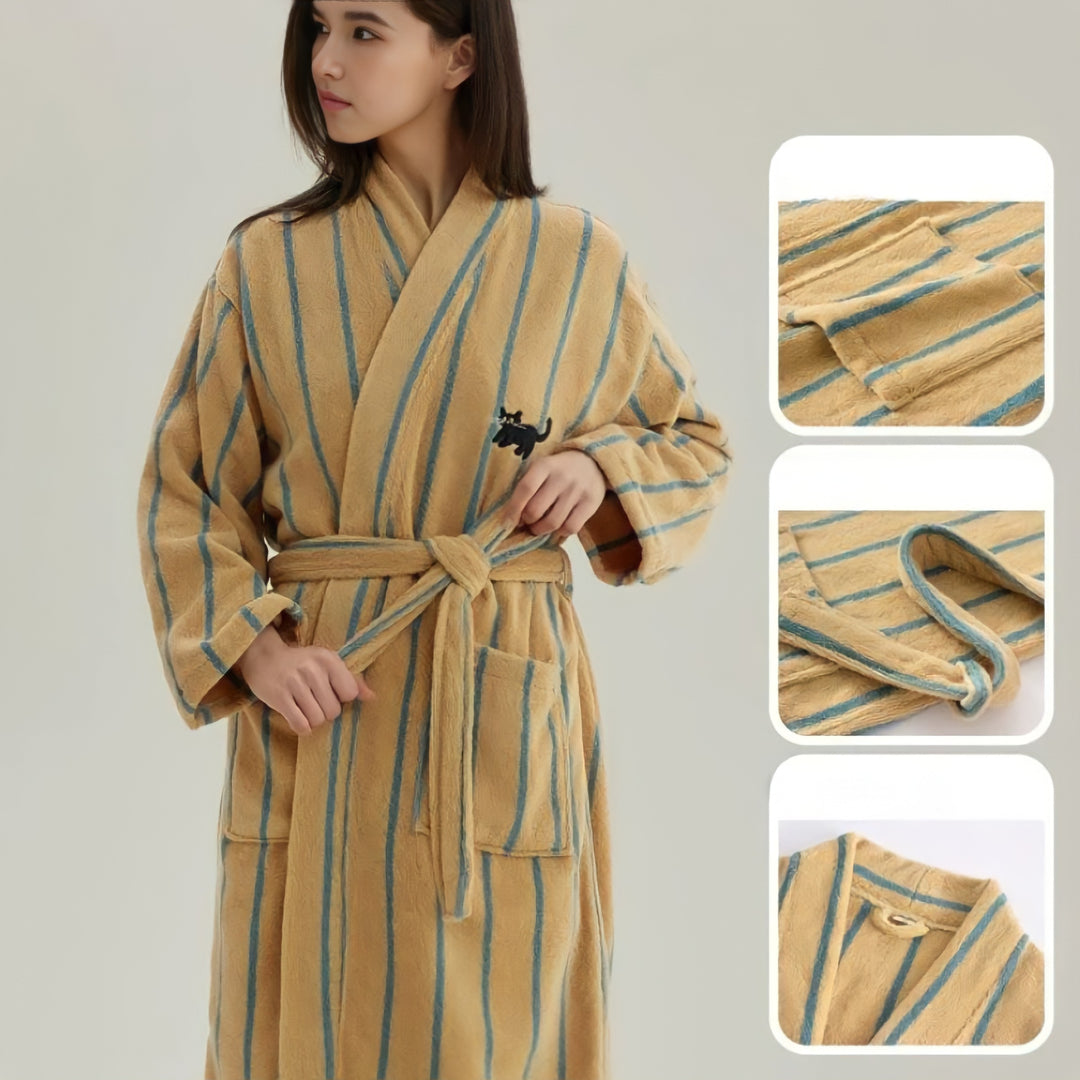 Pure Cotton Striped Bathrobe