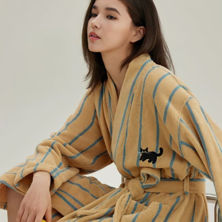 Pure Cotton Striped Bathrobe