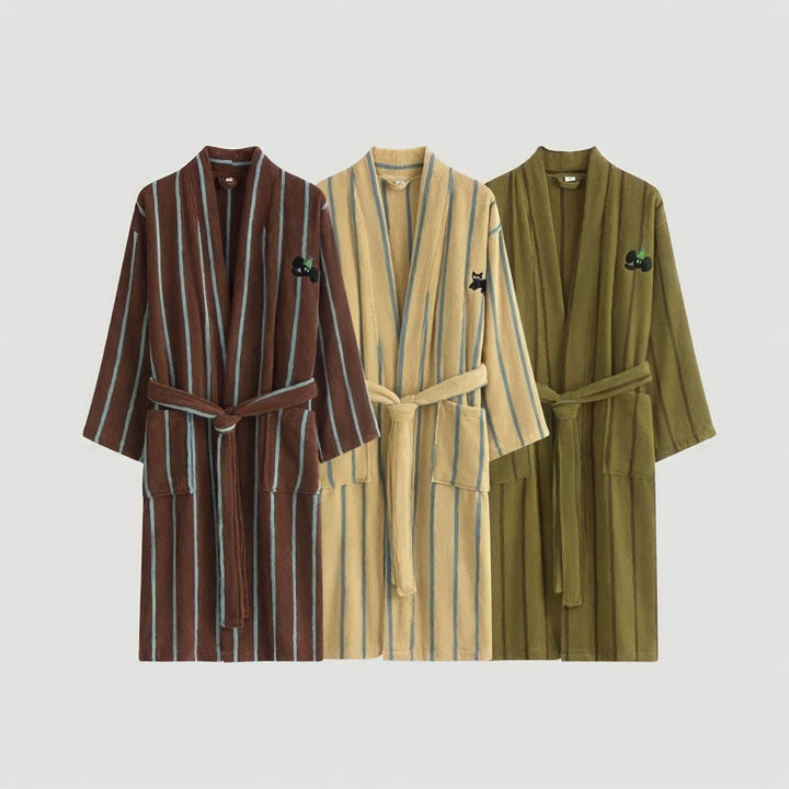 Pure Cotton Striped Bathrobe