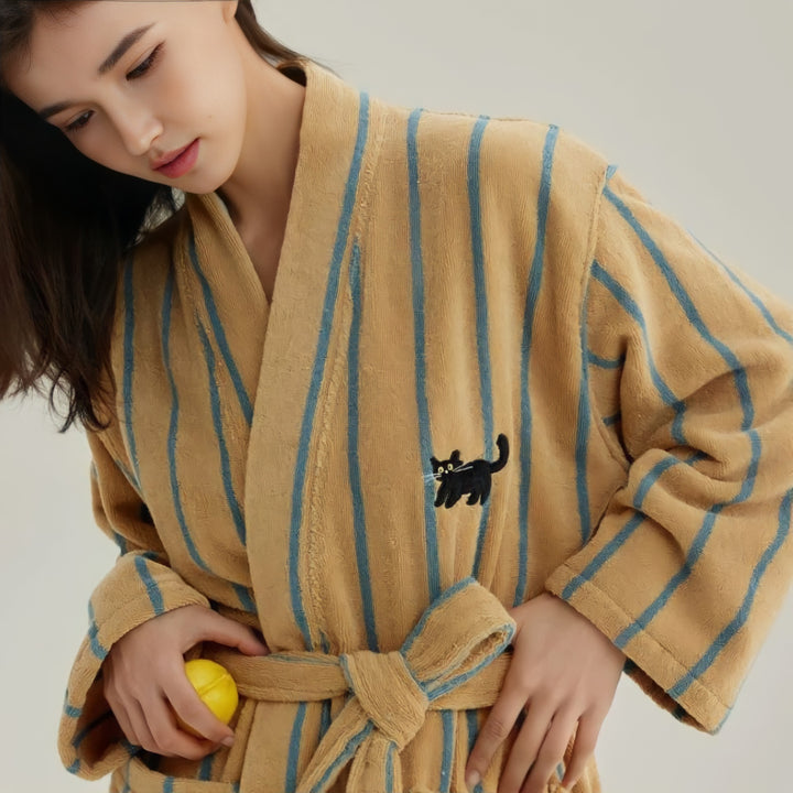 Pure Cotton Striped Bathrobe