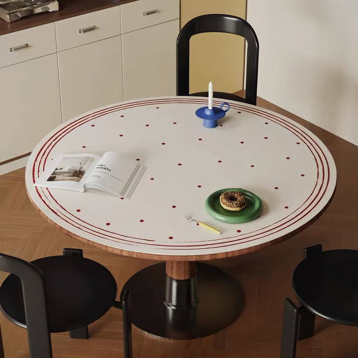 ミニドット柄ラウンドプレイスマット レッド