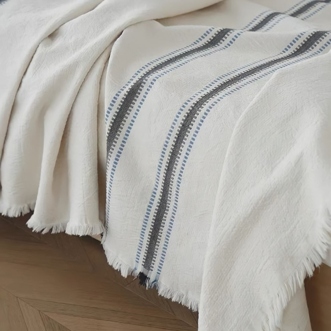 Cotton Blue Line Blanket