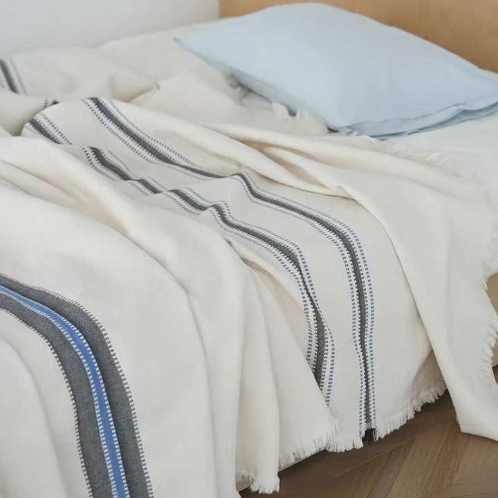 Cotton Blue Line Blanket