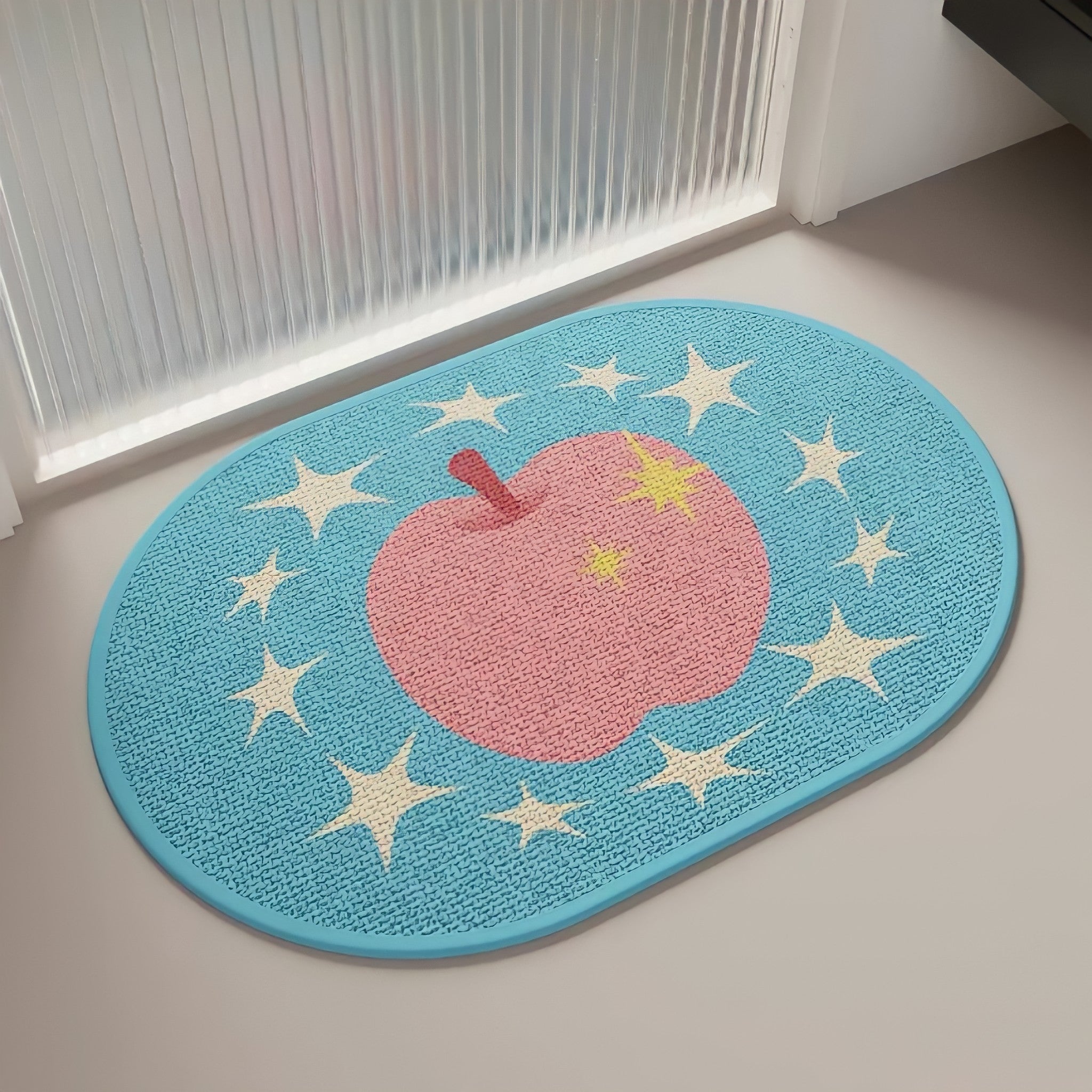Apple Star Oval Mat Blue