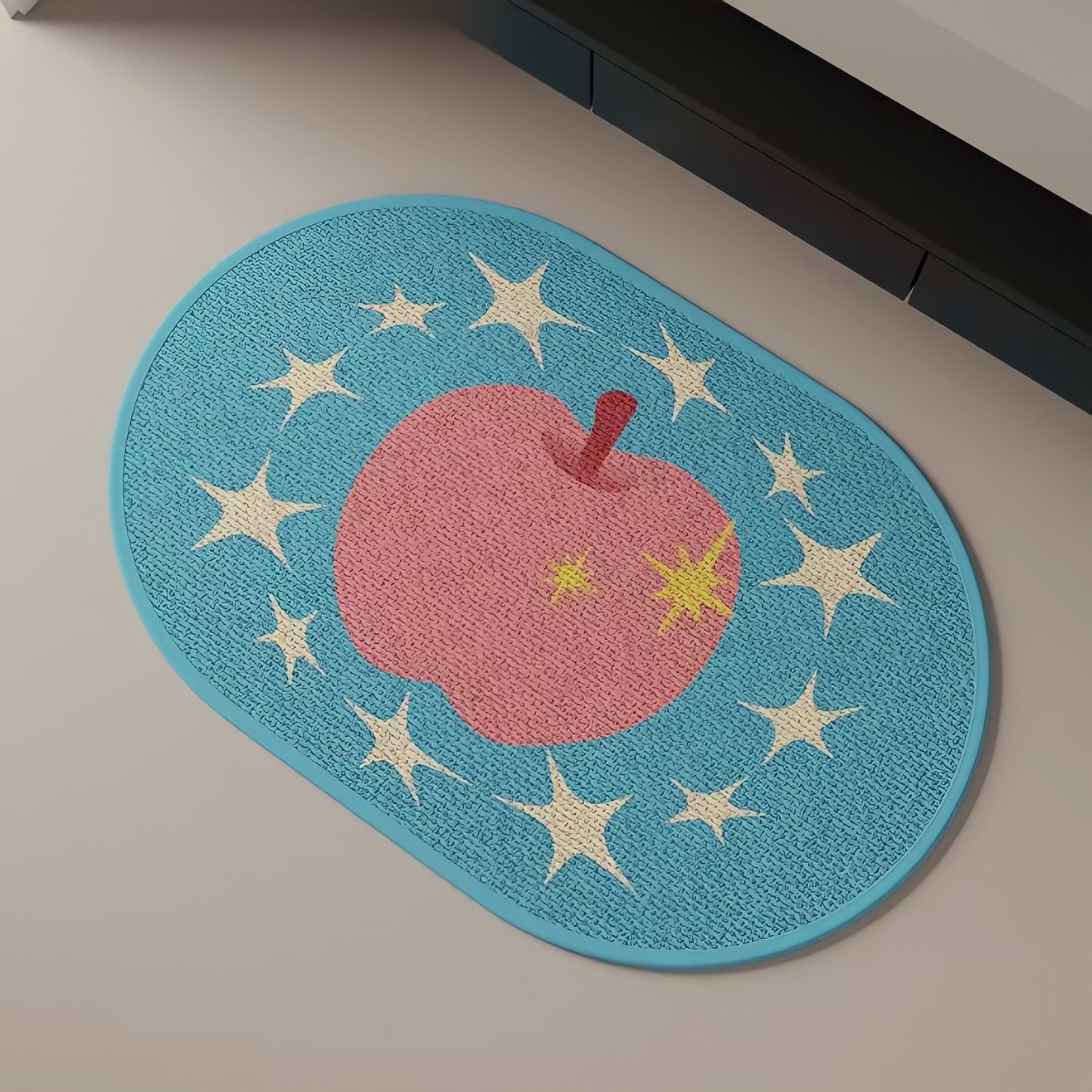 Apple Star Oval Mat Blue