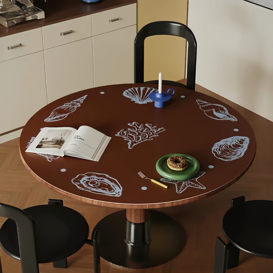 Marine Pattern Round Placemat, Brown