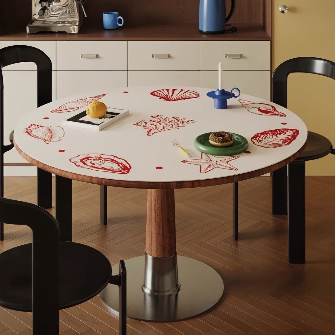 Marine Pattern Round Placemat - Red