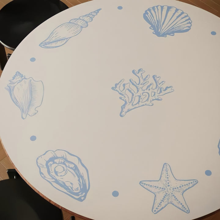 Marine Pattern Round Placemat, Light Blue