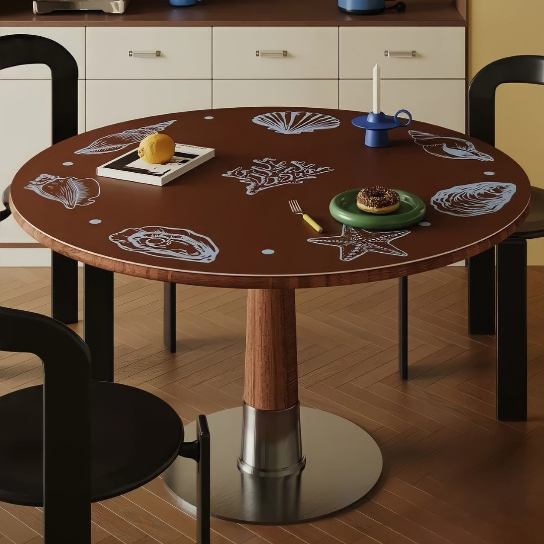 Marine Pattern Round Placemat, Brown