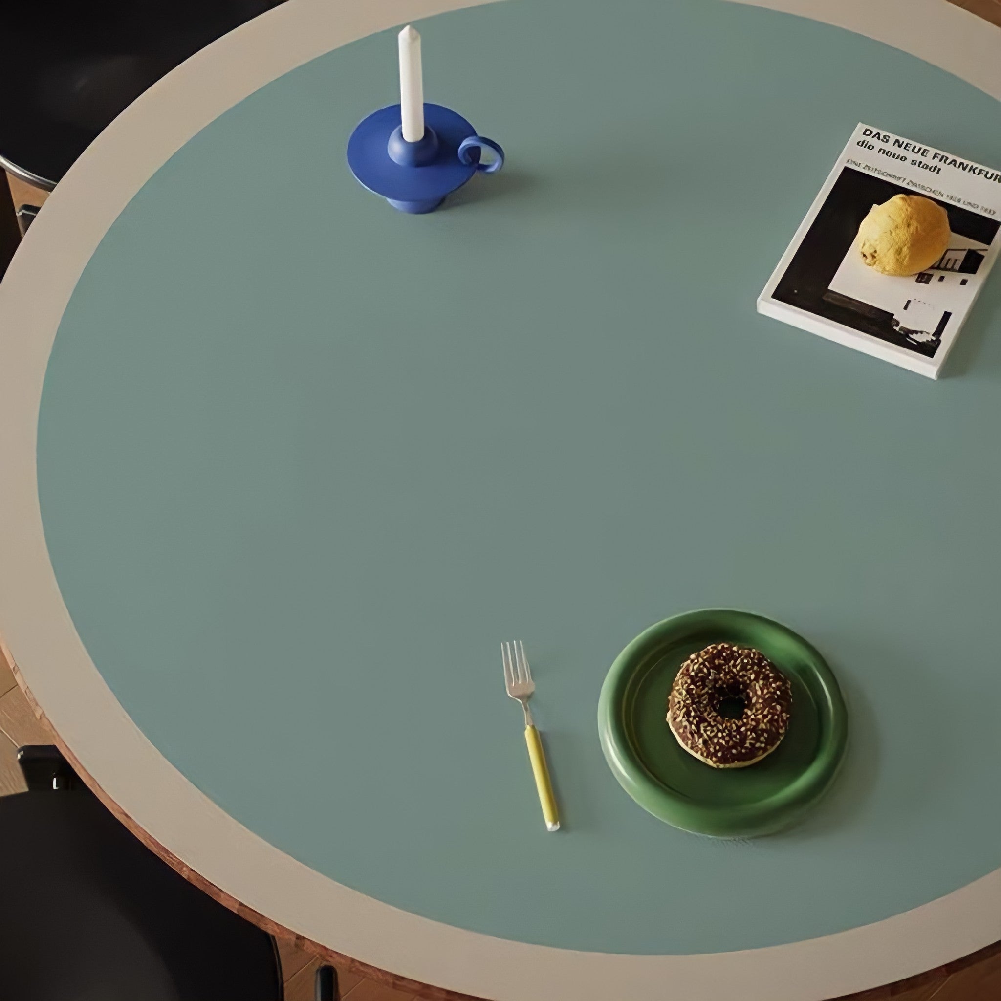 バイカラーラウンドプレイスマット グリーン