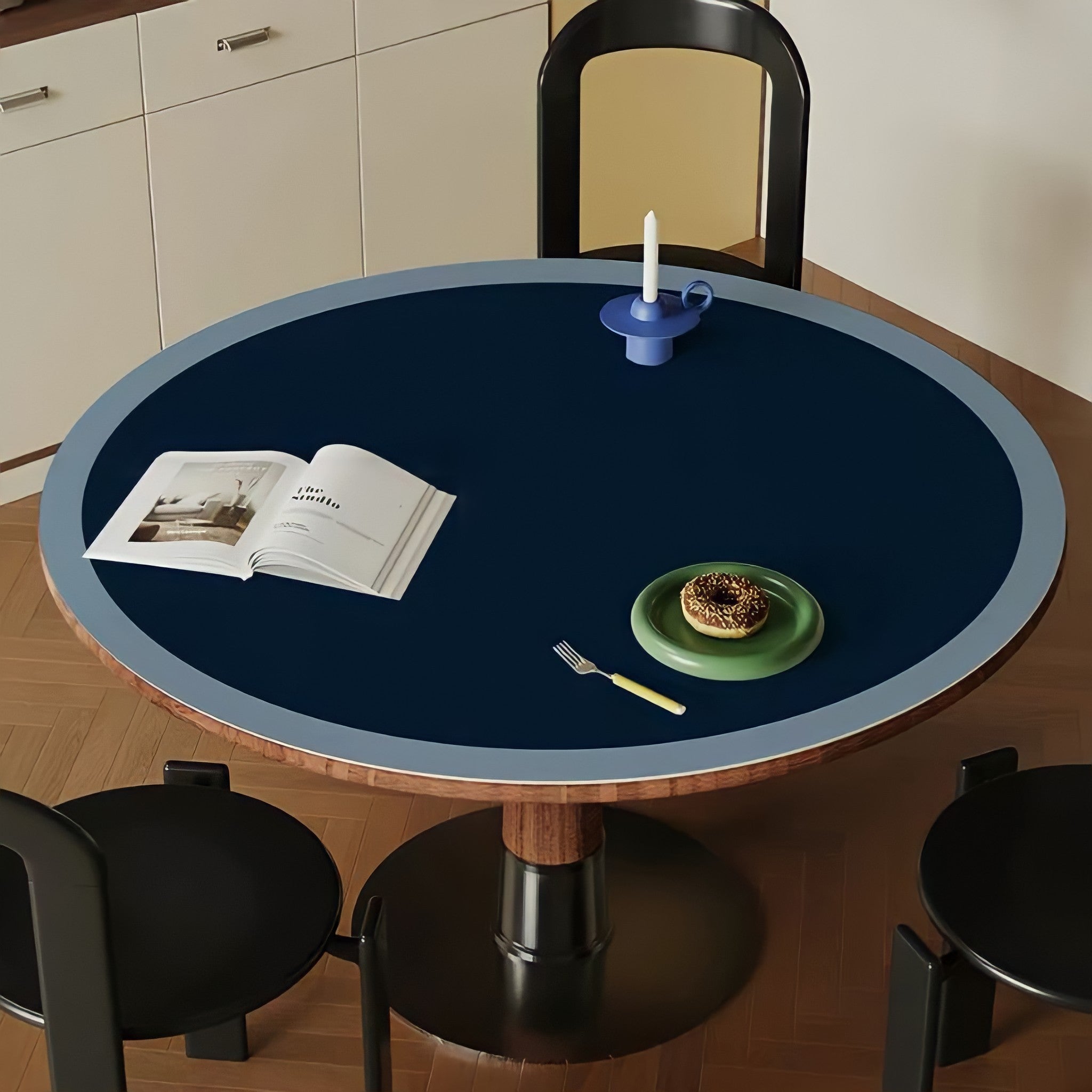 バイカラーラウンドプレイスマット ブルー
