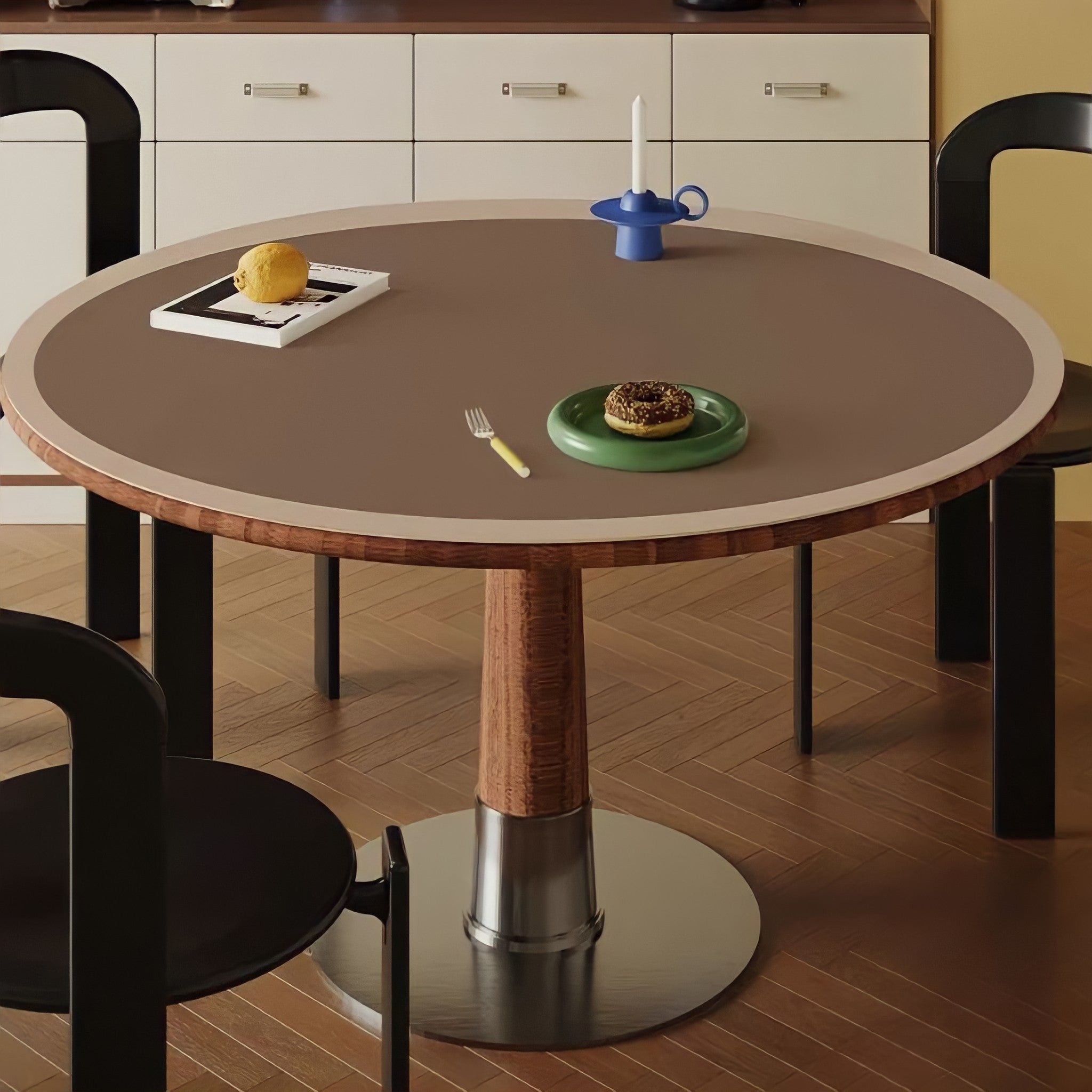 バイカラーラウンドプレイスマット コーヒー