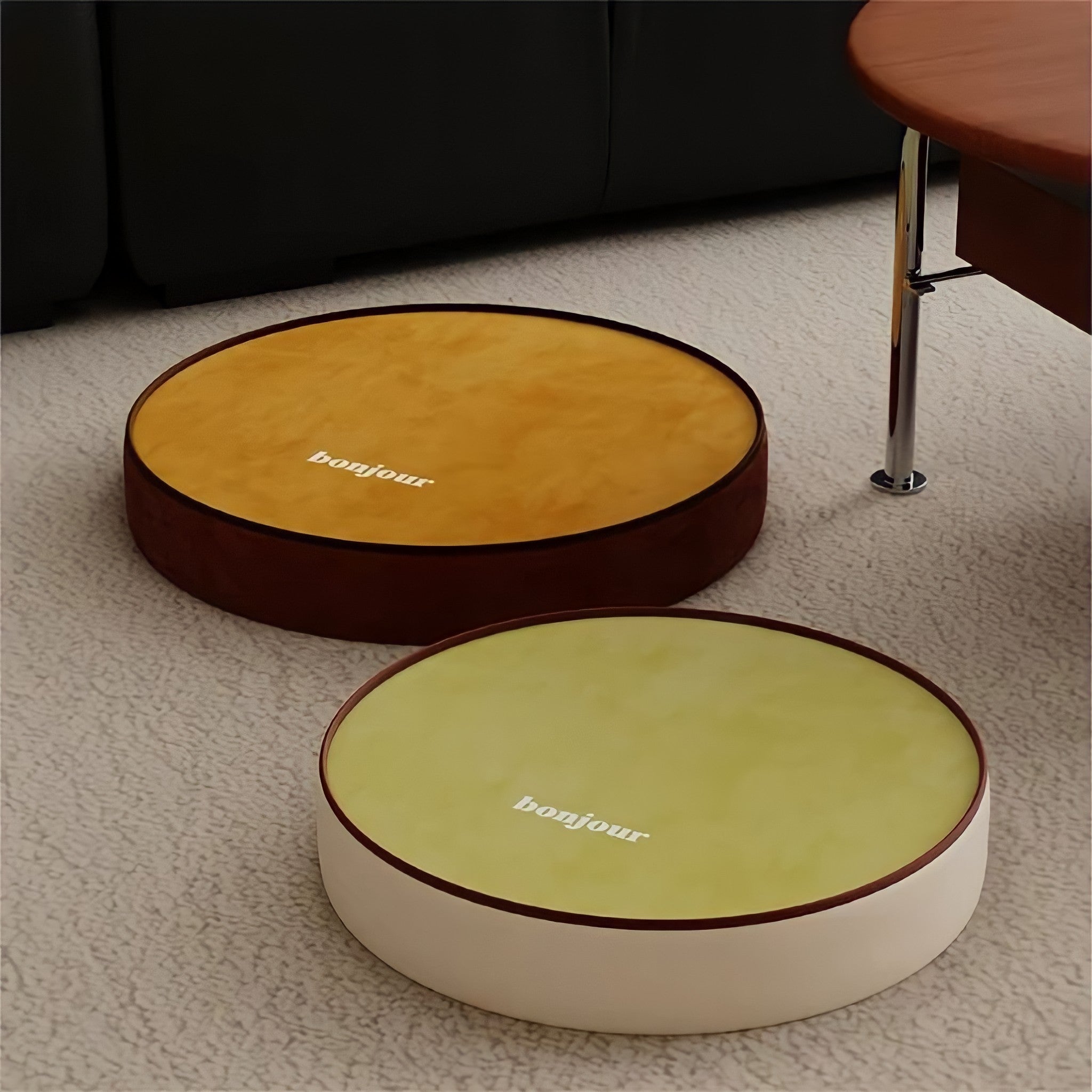 bonjourロゴ バイカラーラウンドクッション