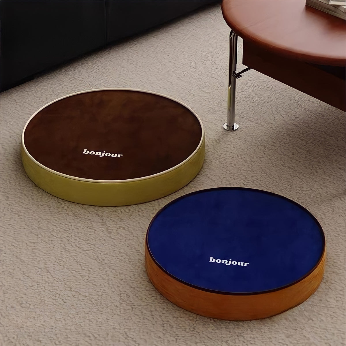 bonjourロゴ バイカラーラウンドクッション