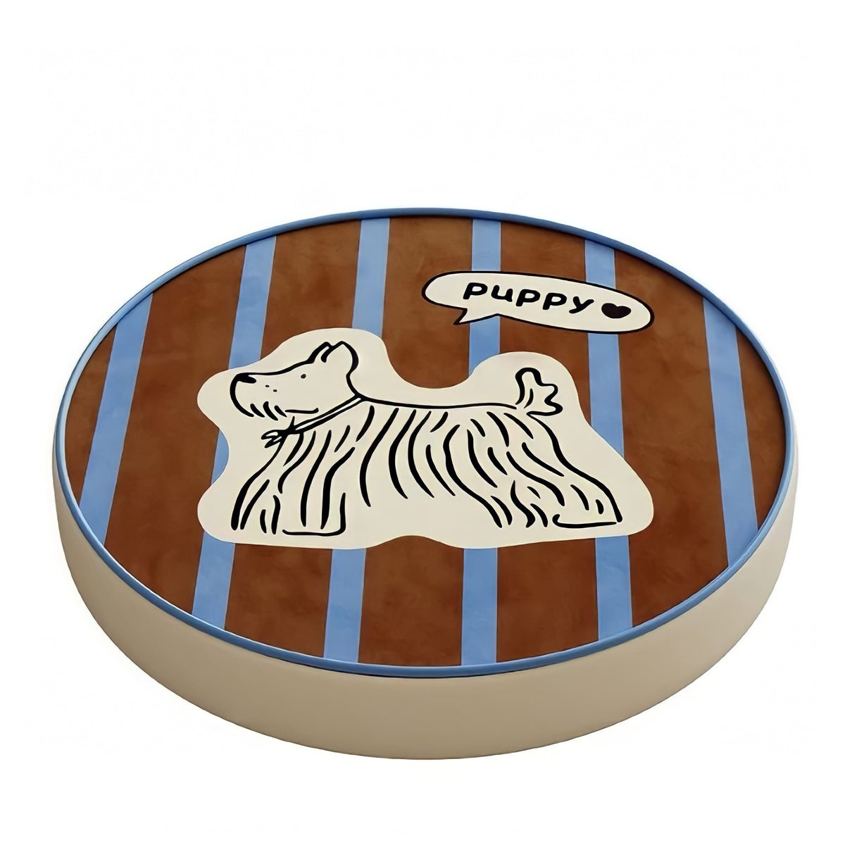 パピー柄 ラウンドクッション