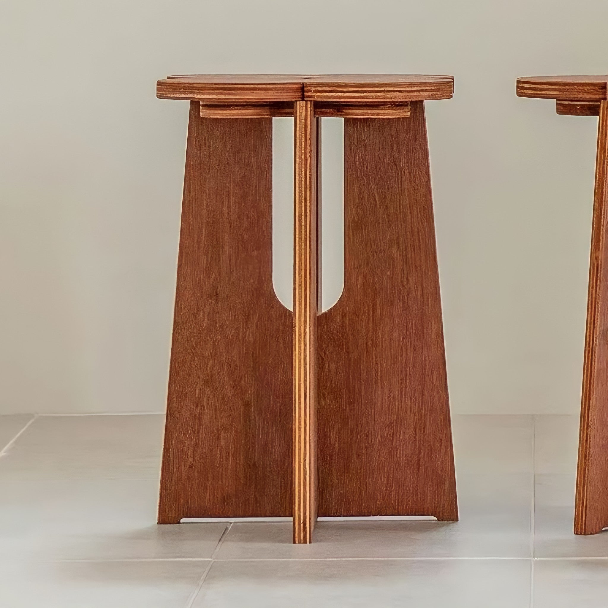 Clover-shaped Wood Stool