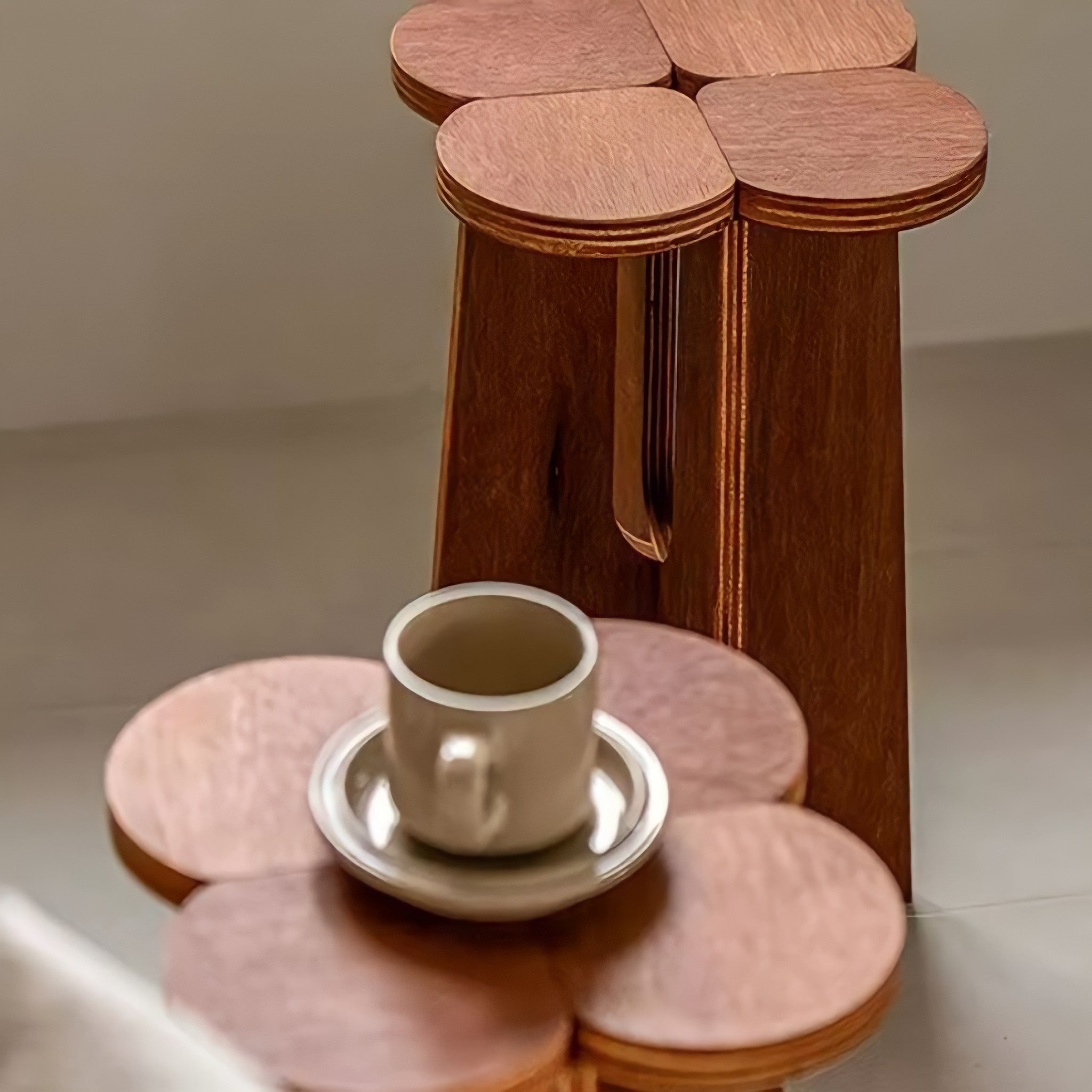 Clover-shaped Wood Stool
