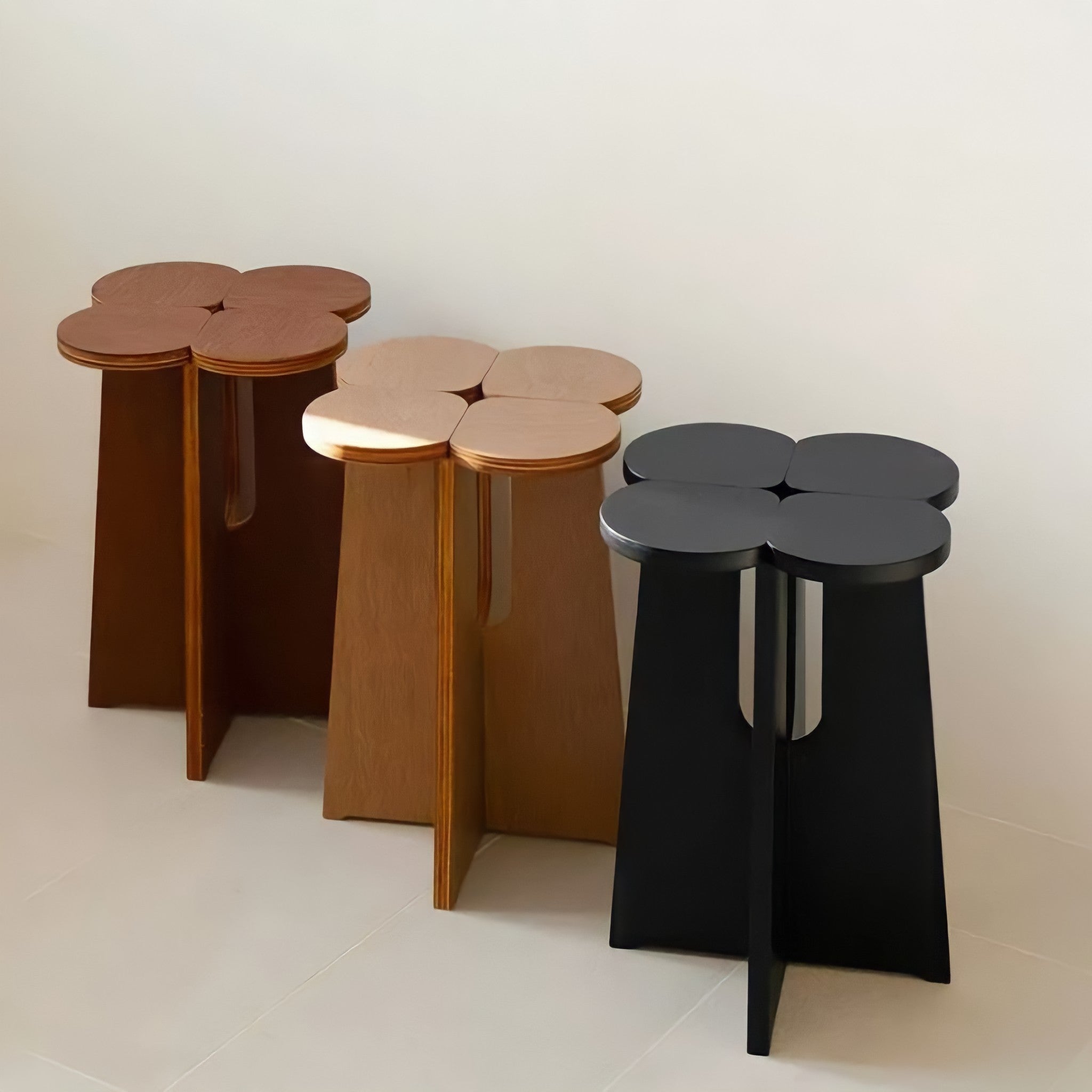 Clover-shaped Wood Stool