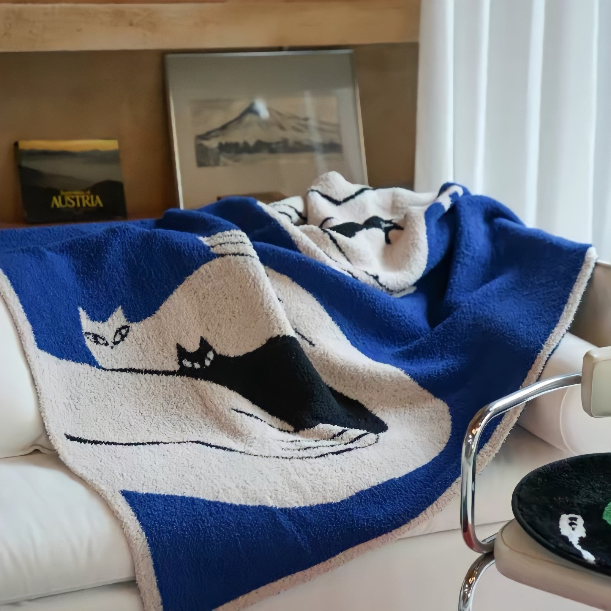 Art Cat Fleece Fabric Blanket