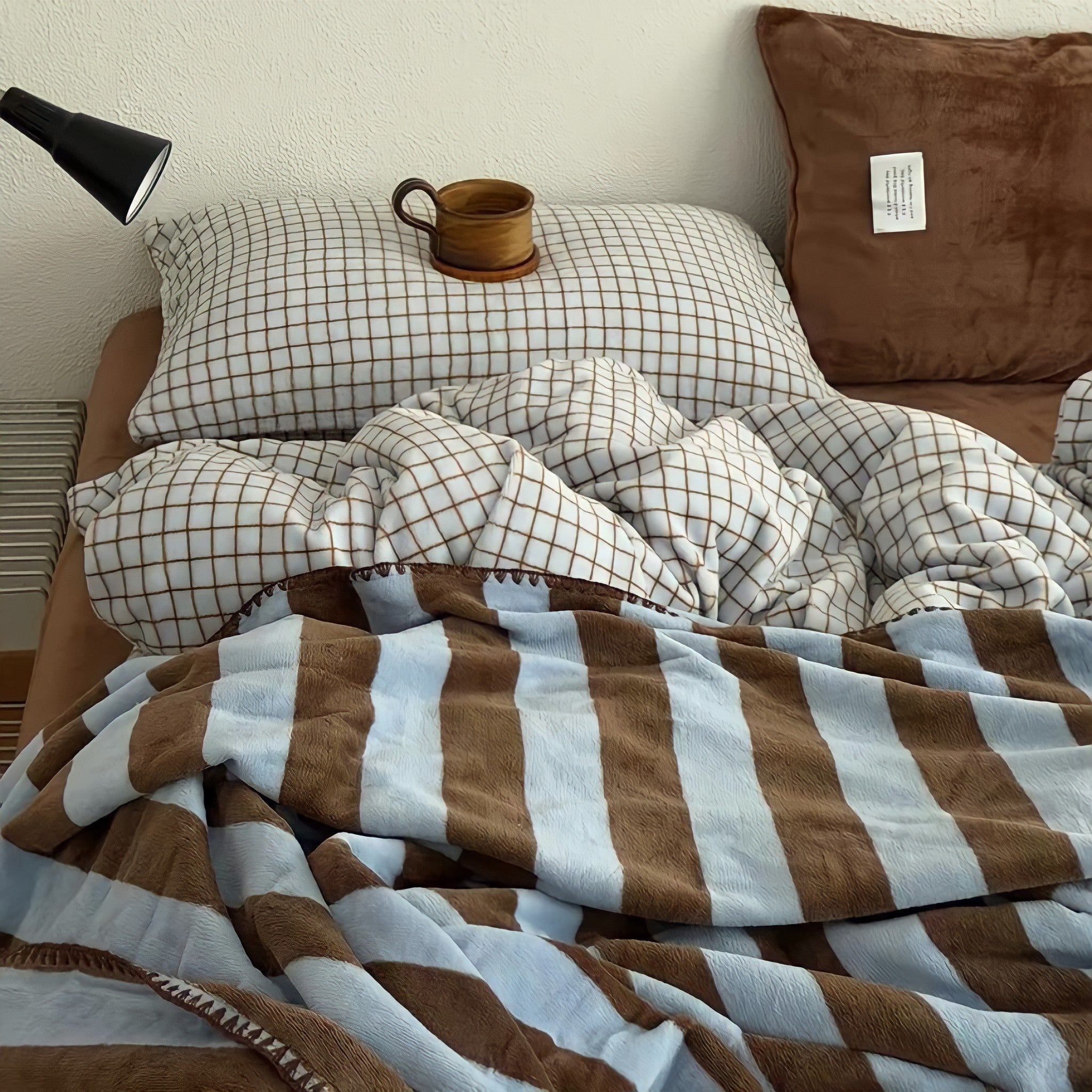 Brown & Blue Milk Fleece Blanket