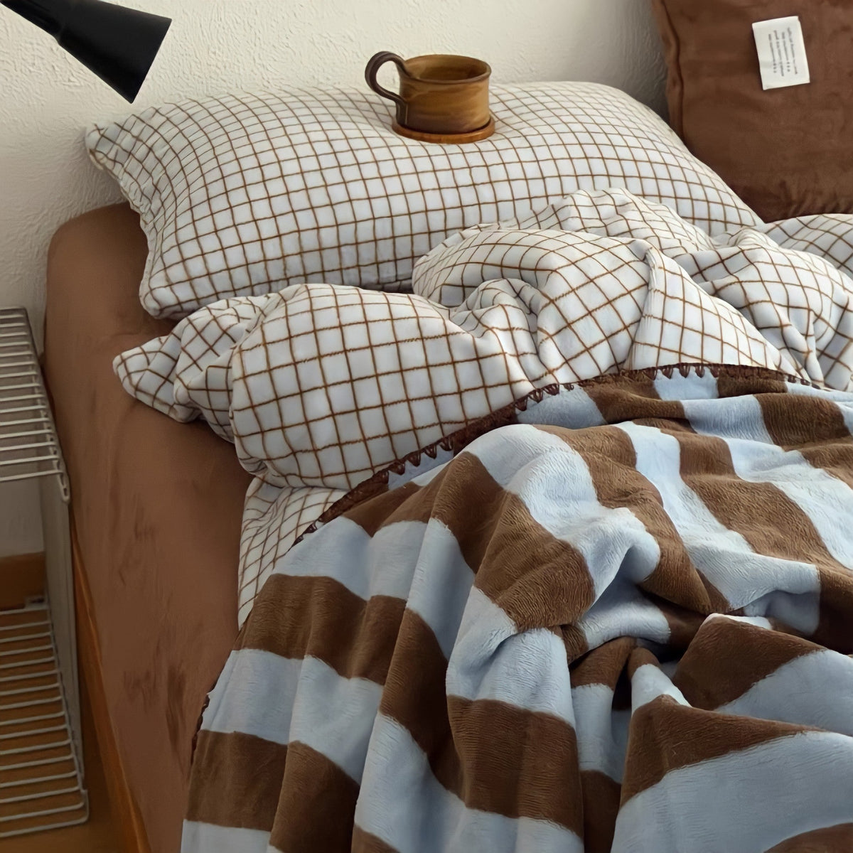 Brown & Blue Milk Fleece Blanket