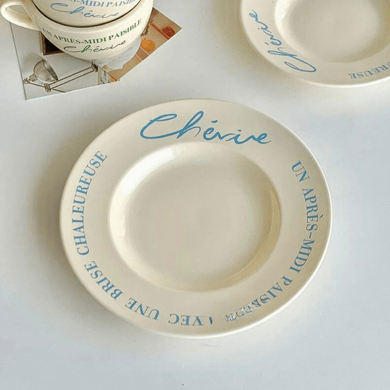 セラミックレタープリントプレート　カップアンドソーサー / Ceramic letter print plate cup and saucer - kocol