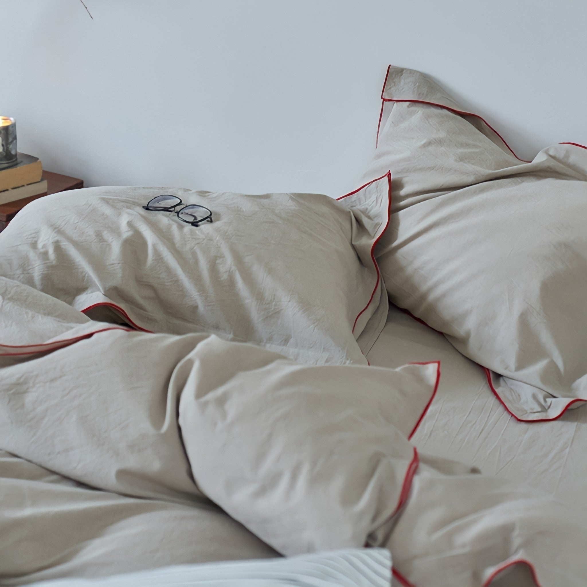 パイピングウォッシュドコットン寝具セット 