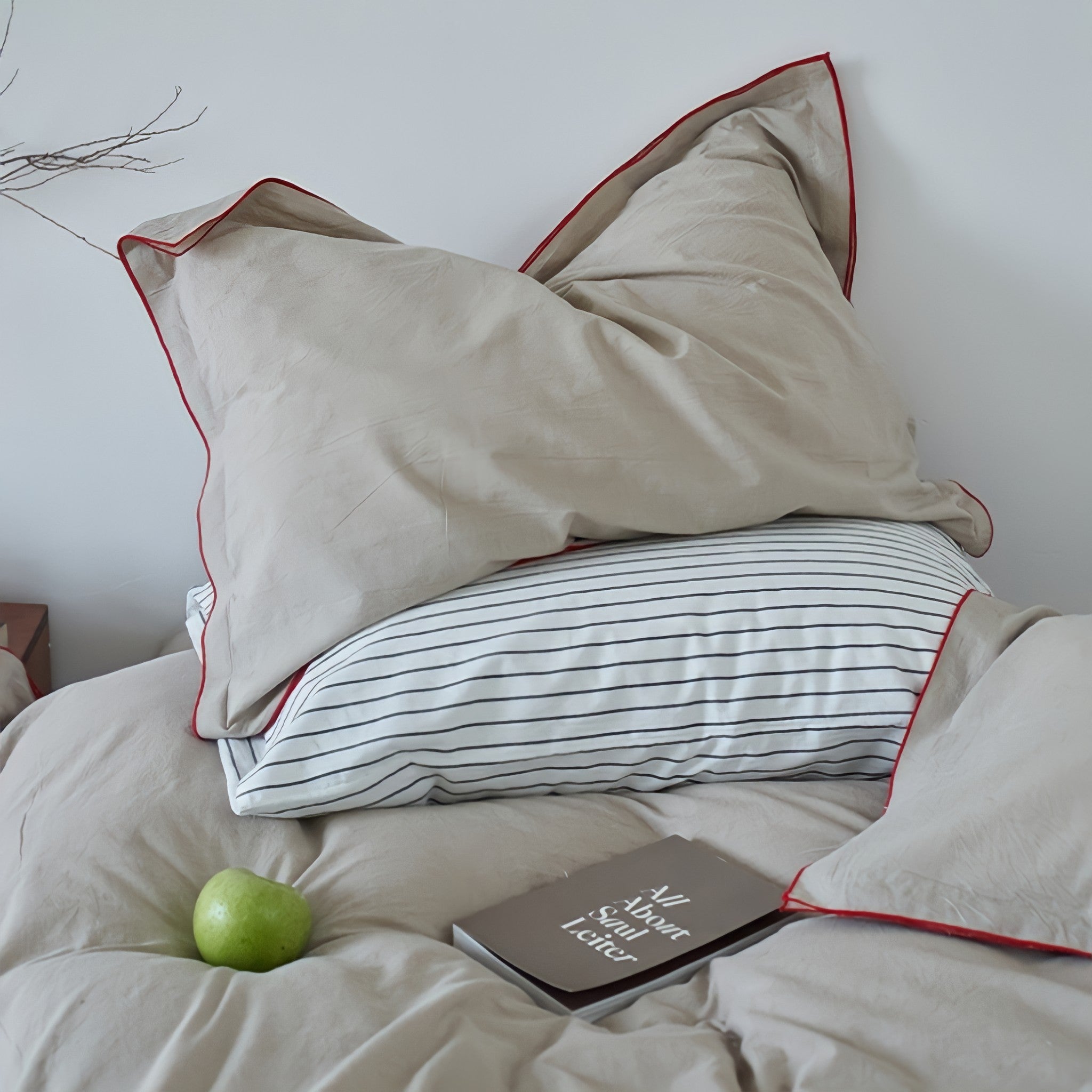 パイピングウォッシュドコットン寝具セット 