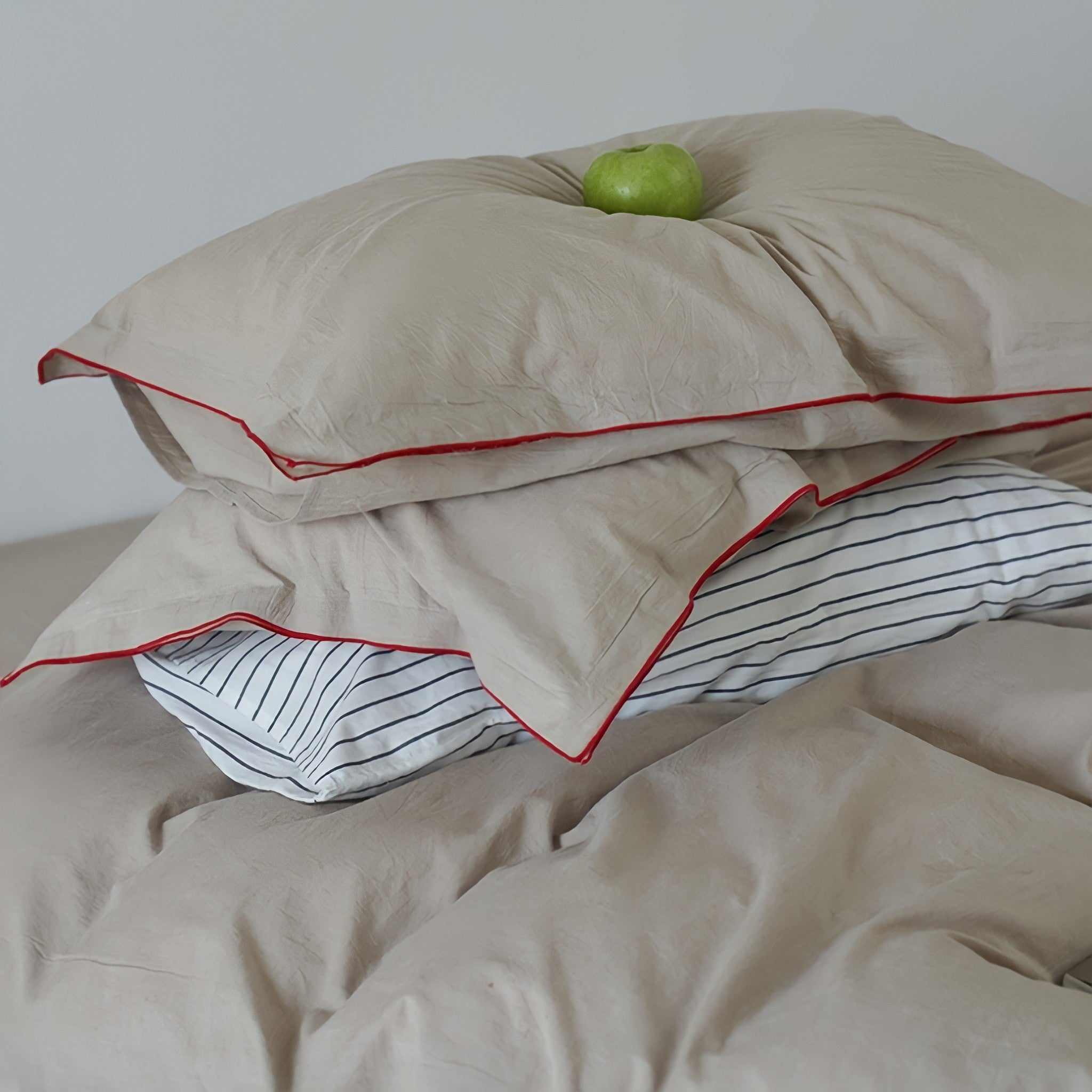 パイピングウォッシュドコットン寝具セット 