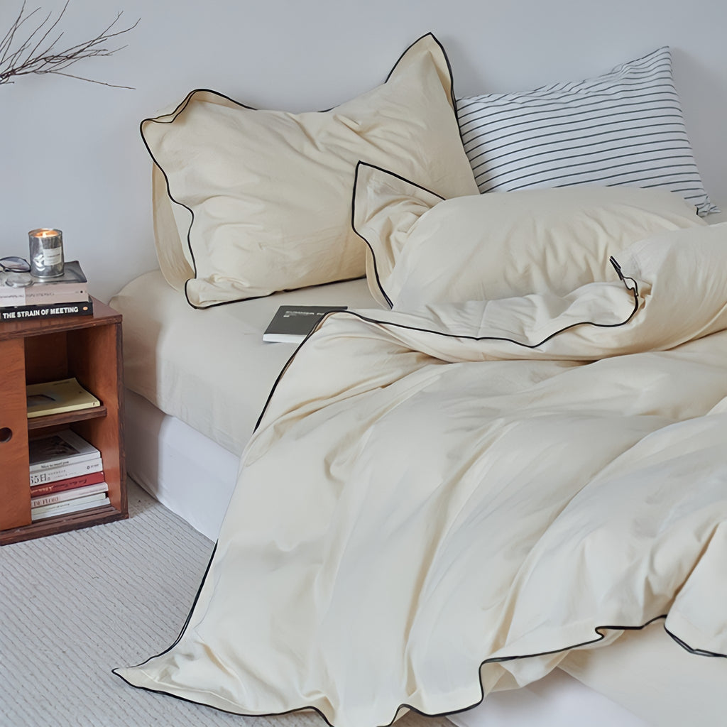 パイピングウォッシュドコットン寝具セット 