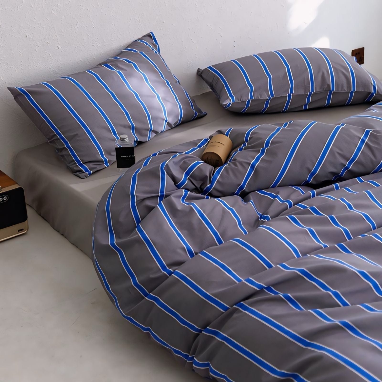 グレーブルーストライプ寝具セット – kocol