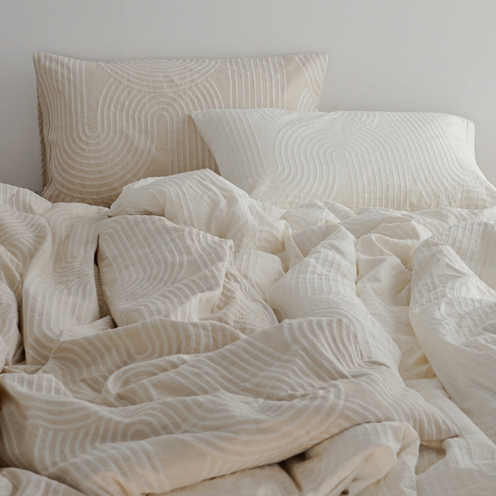 Single duvet cover pillowcase set linen color